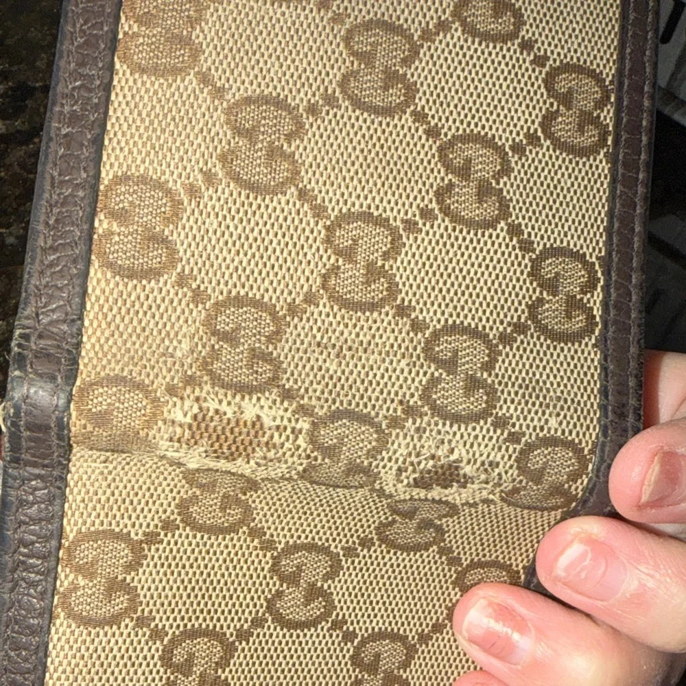 Vintage Gucci Tan and Brown GG Monogram Wallet